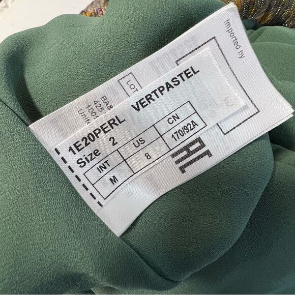 Ba&Sh Long Perla Open Back Metallic Plisse-tulle Maxi Dress Sz M - Picture 8 of 8